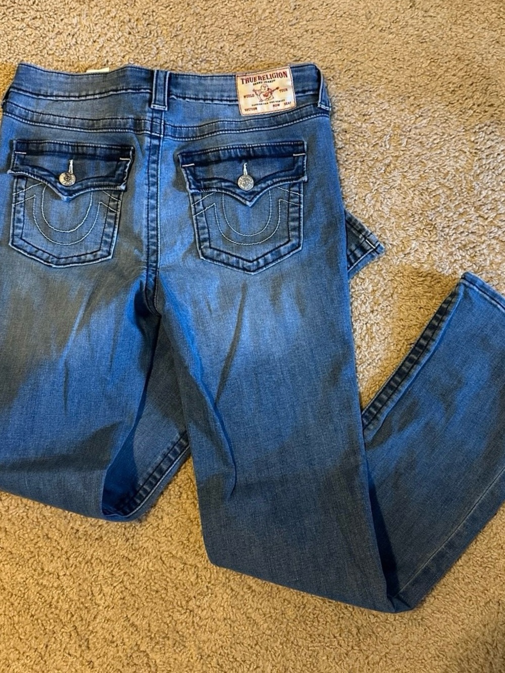 True Religion Women’s Blue Denim Jeans - Classic Back Pocket Design